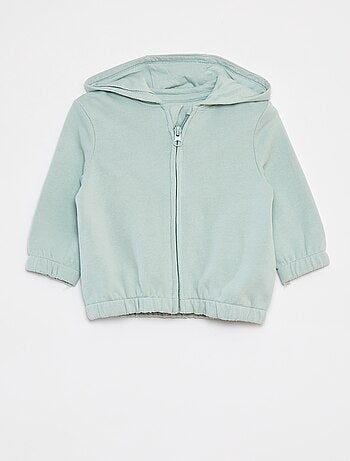 Sweat zippé uni à capuche