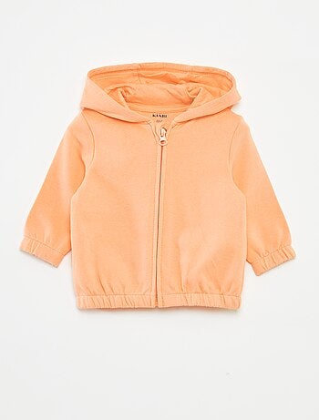 Sweat zippé uni à capuche