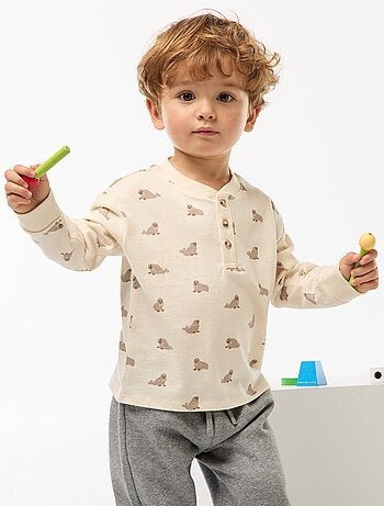 T-shirt à col boutonné imprimé