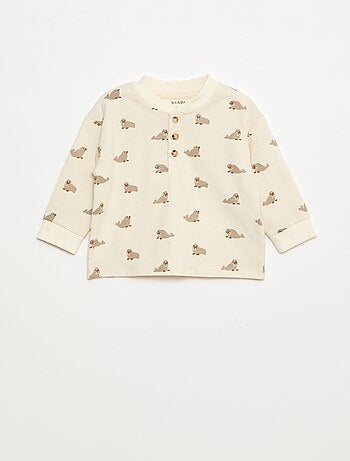 T-shirt à col boutonné imprimé