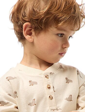 T-shirt à col boutonné imprimé
