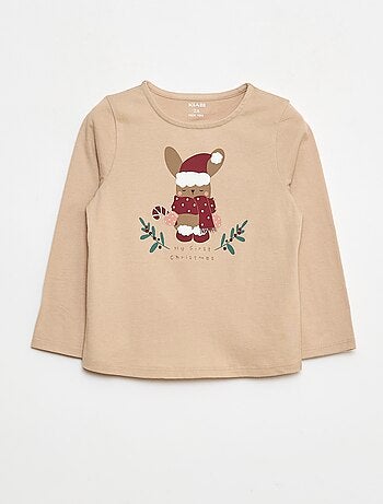 T-shirt à col rond imprimé 'Noël'