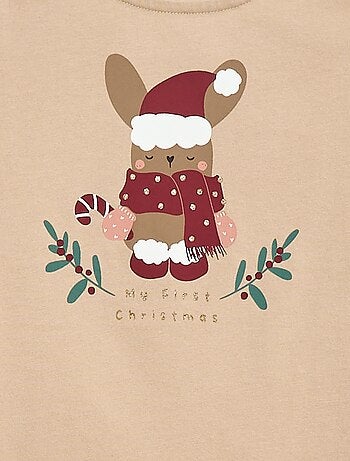 T-shirt à col rond imprimé 'Noël'