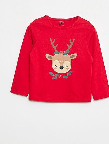 T-shirt à col rond imprimé 'Noël'