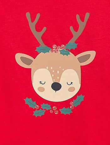 T-shirt à col rond imprimé 'Noël'