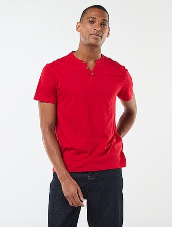 T-shirt à col tunisien manches courtes