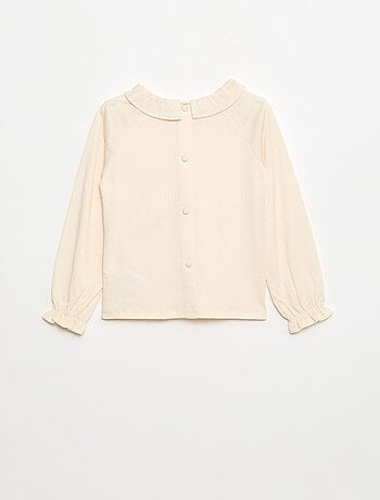 T-shirt à collerette en maille gaufrée à paillette