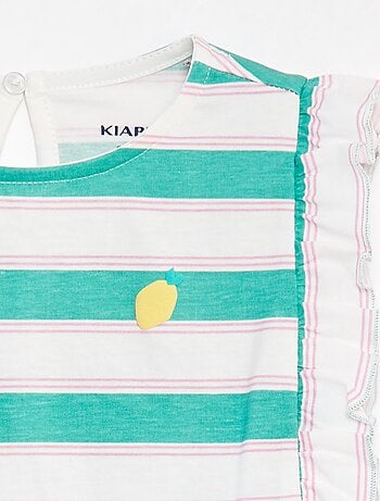 T-shirt à emmanchures volantées et à motif