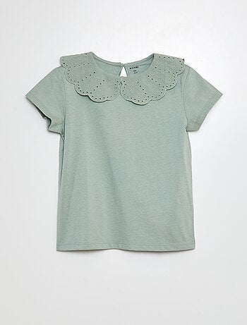 T-shirt à manches courtes avec broderies anglaises