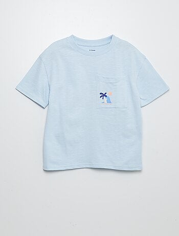T-shirt à manches courtes avec poche poitrine et imprimés