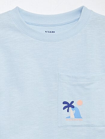 T-shirt à manches courtes avec poche poitrine et imprimés