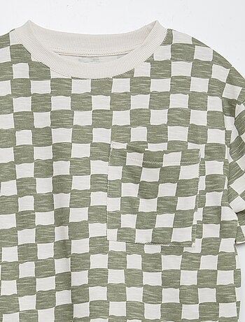 T-shirt à manches courtes avec poche poitrine et imprimés