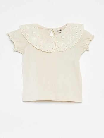 T-shirt à manches courtes et col fantaisiste