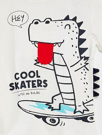 T-shirt à manches courtes et col rond avec imprimé en relief