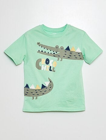 T-shirt à manches courtes et col rond avec imprimé en relief