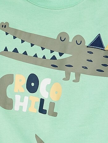 T-shirt à manches courtes et col rond avec imprimé en relief