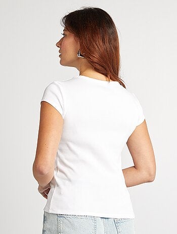 T-shirt à manches courtes maille côtelée