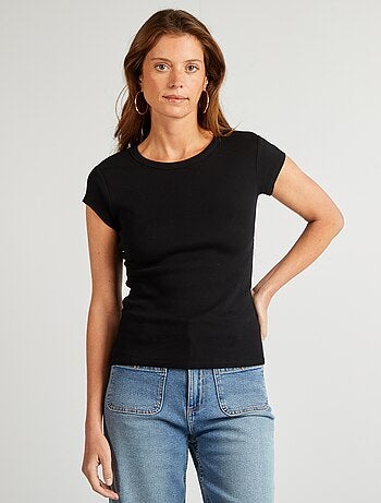 T-shirt à manches courtes maille côtelée