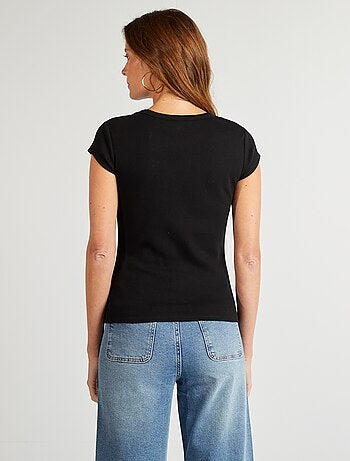 T-shirt à manches courtes maille côtelée