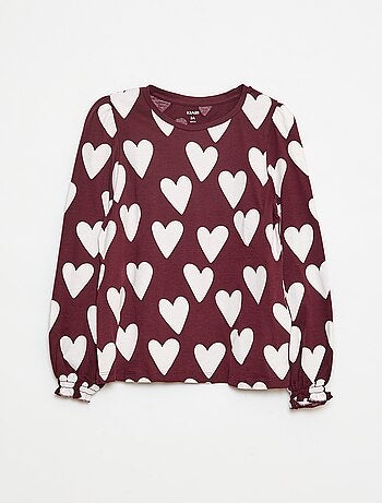 T-shirt à manches longues avec fronces aux épaules