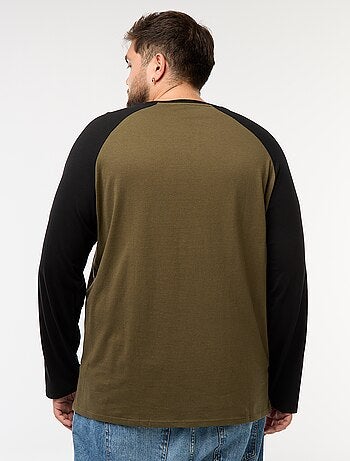 T-shirt à manches longues raglan et col rond