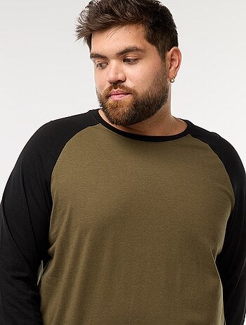 T-shirt à manches longues raglan et col rond