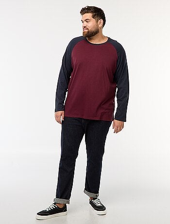 T-shirt à manches longues raglan et col rond