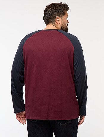 T-shirt à manches longues raglan et col rond