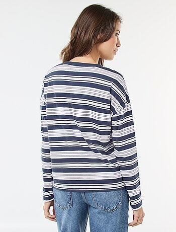 T-shirt à rayure tricolore en coton