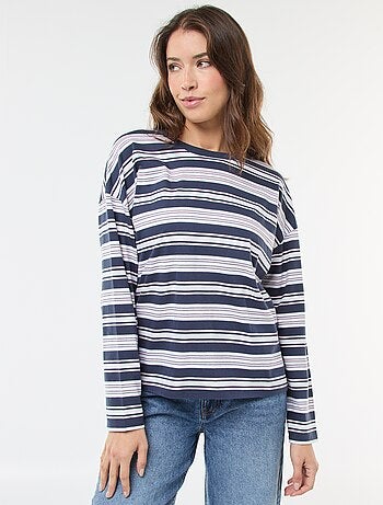 T-shirt à rayure tricolore en coton