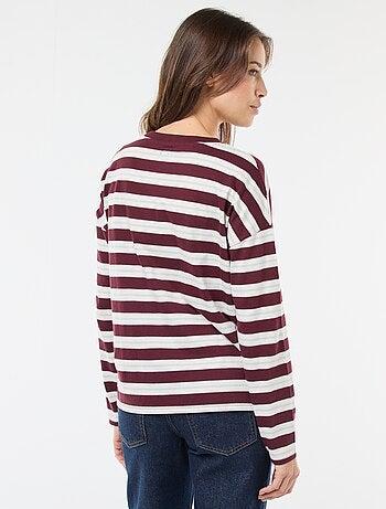 T-shirt à rayure tricolore en coton