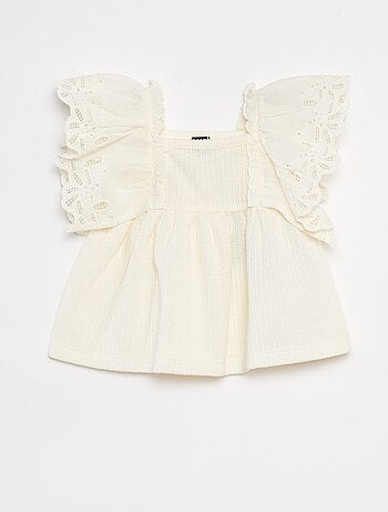 T-shirt ample à manches courtes avec broderie anglaise