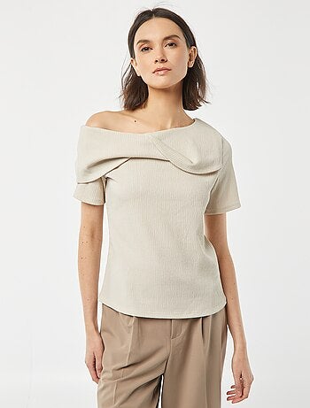 T-shirt asymétrique en maille crêpe