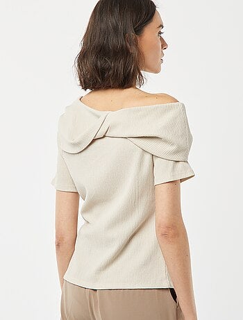 T-shirt asymétrique en maille crêpe