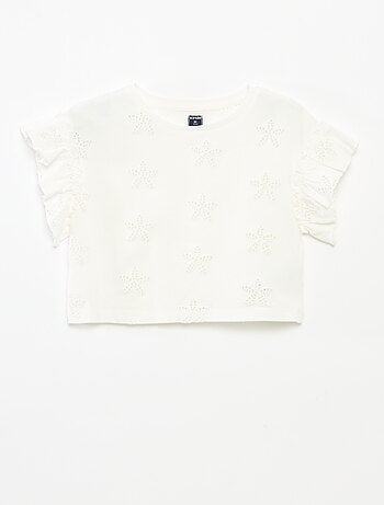 T-shirt avec broderies fleurs