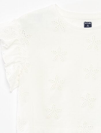 T-shirt avec broderies fleurs