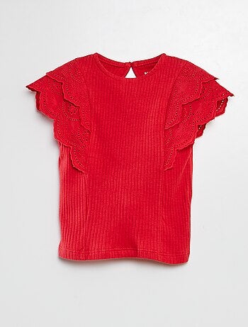 T-shirt avec manches brodées