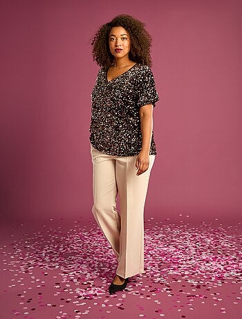 T-shirt avec sequins all-over manches courtes