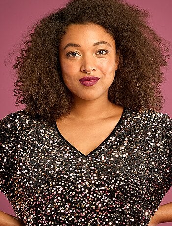 T-shirt avec sequins all-over manches courtes