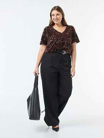 T-shirt avec sequins all-over manches courtes