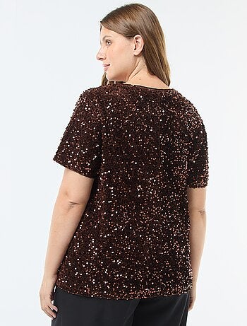T-shirt avec sequins all-over manches courtes