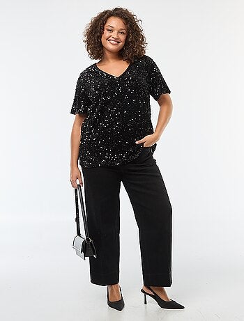 T-shirt avec sequins all-over manches courtes