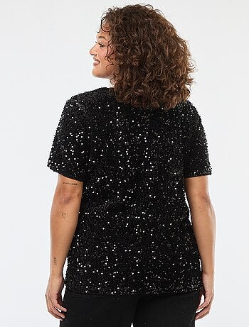 T-shirt avec sequins all-over manches courtes