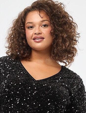 T-shirt avec sequins all-over manches courtes