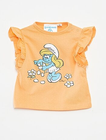 T-shirt avec volants 'Les Schtroumpfs'