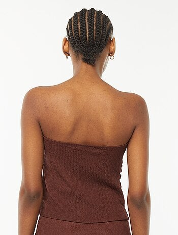 T-shirt bandeau uni en matière crêpée