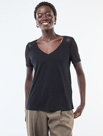 T-shirt basique avec manches en résille 'JDY'