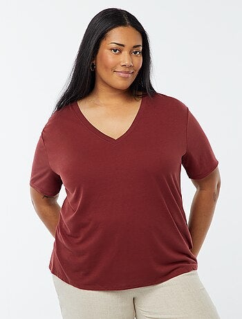 T-shirt basique uni col V