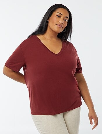 T-shirt basique uni col V