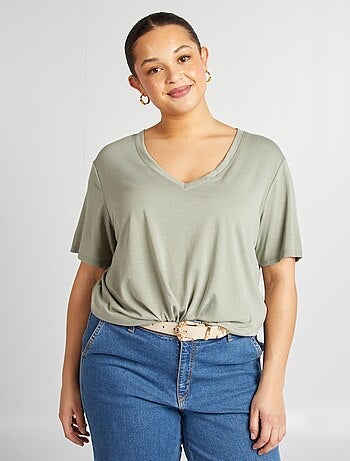 T-shirt basique uni col V